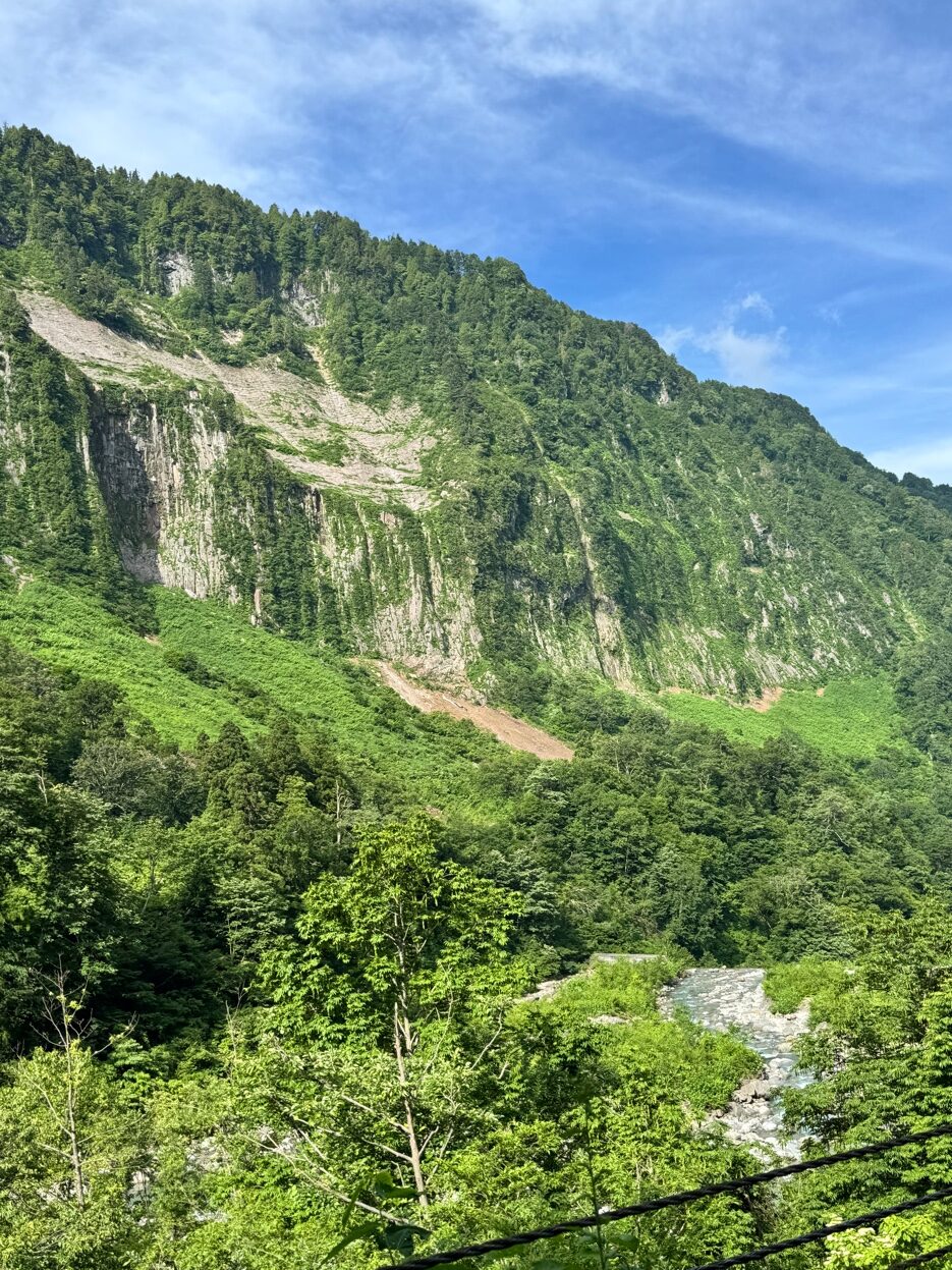 新緑の立山連峰の谷